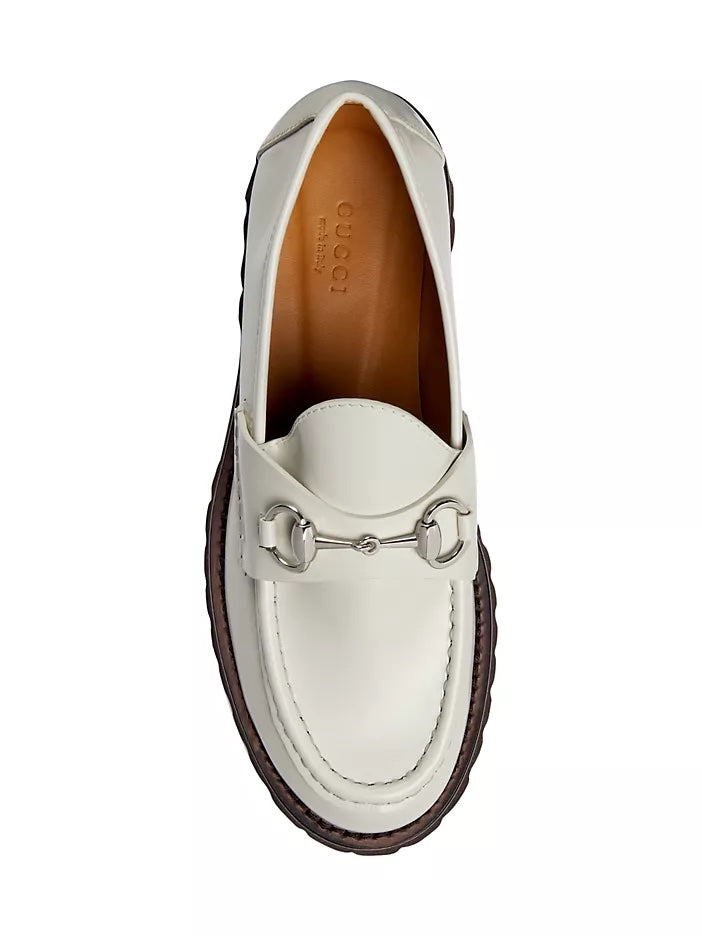 GUCCI SYLKE HORSEBIT PLATFORM CALFSKIN LEATHER LOAFERS