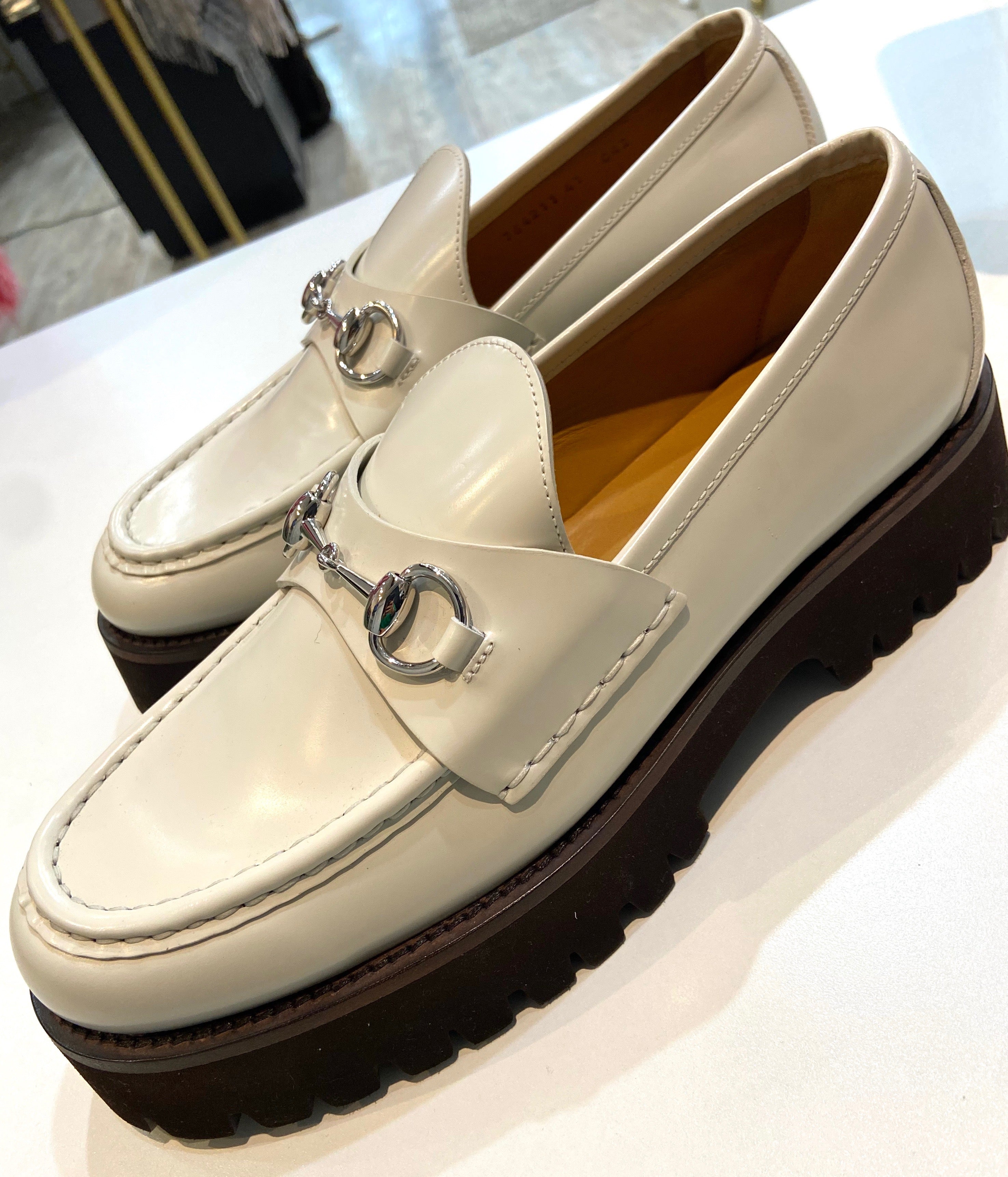 GUCCI SYLKE HORSEBIT PLATFORM CALFSKIN LEATHER LOAFERS