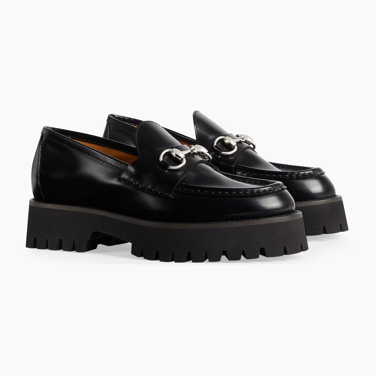 GUCCI SYLKE HORSEBIT PLATFORM CALFSKIN LEATHER LOAFERS