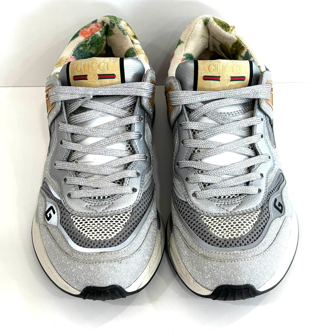 GUCCI ULTRASPACE GLITTER CALFSKIN MESH SNEAKERS