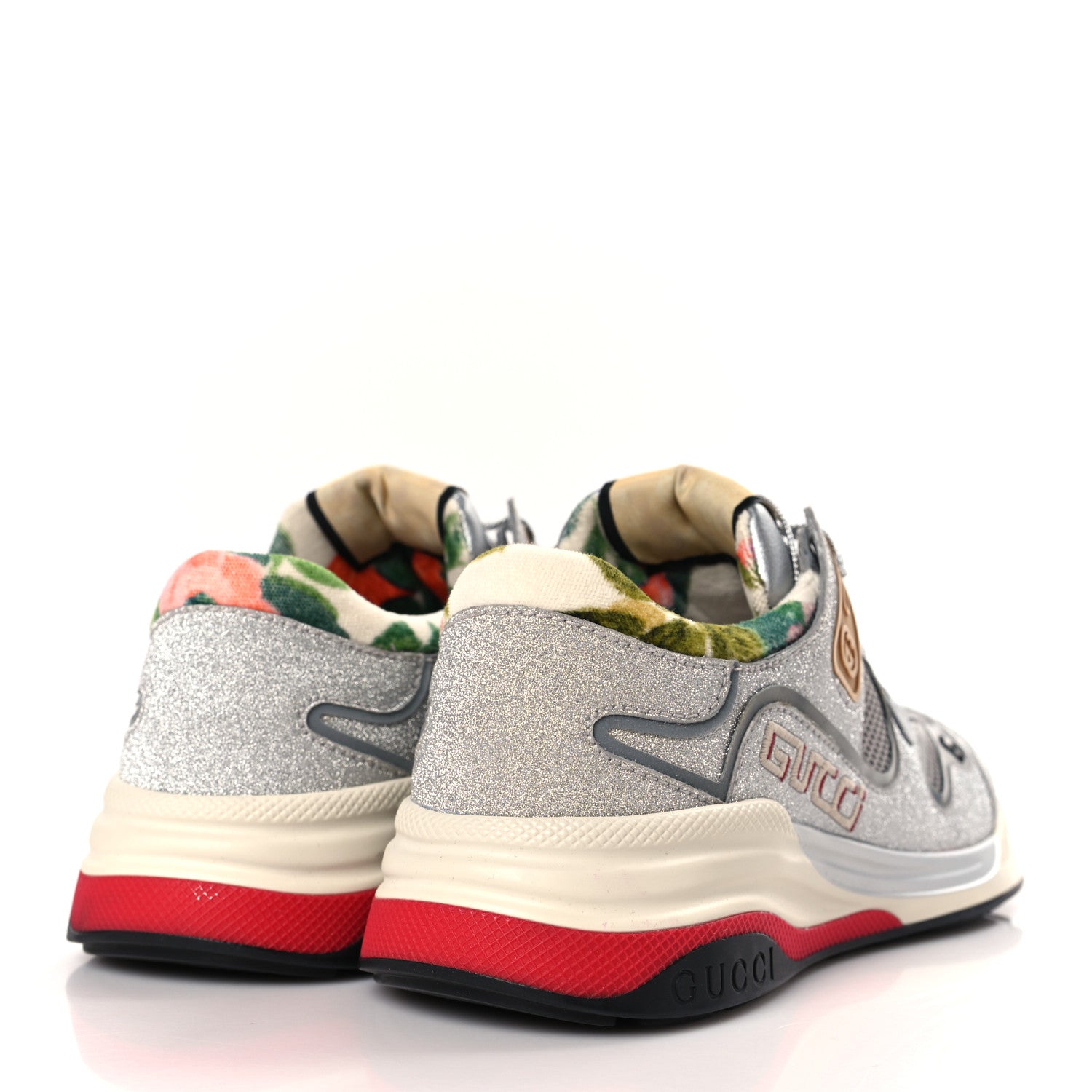 GUCCI ULTRASPACE GLITTER CALFSKIN MESH SNEAKERS