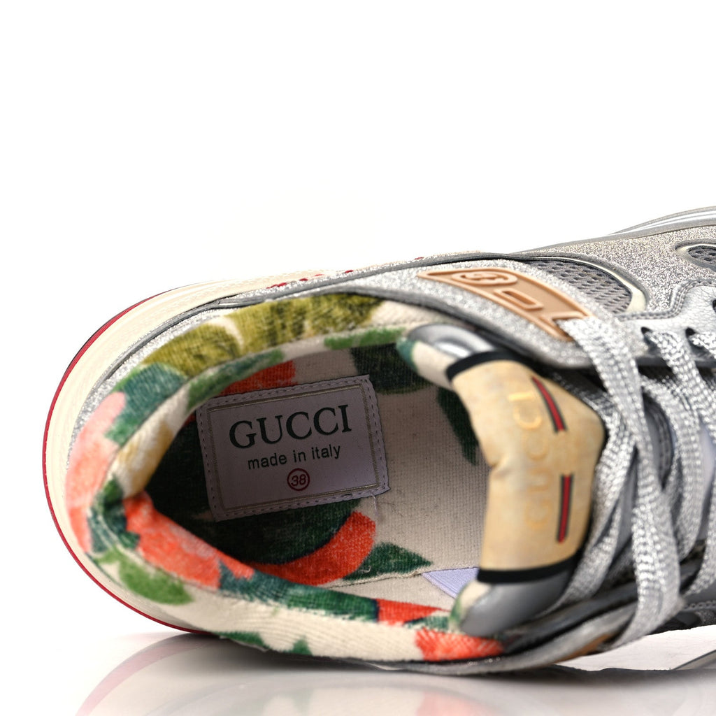 GUCCI ULTRASPACE GLITTER CALFSKIN MESH SNEAKERS