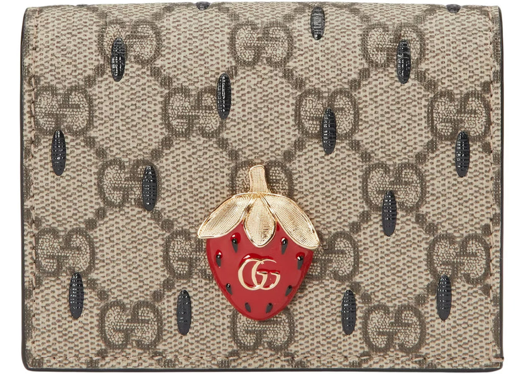 GUCCI BIFOLD GG CANVAS STRAWBERRY WALLET