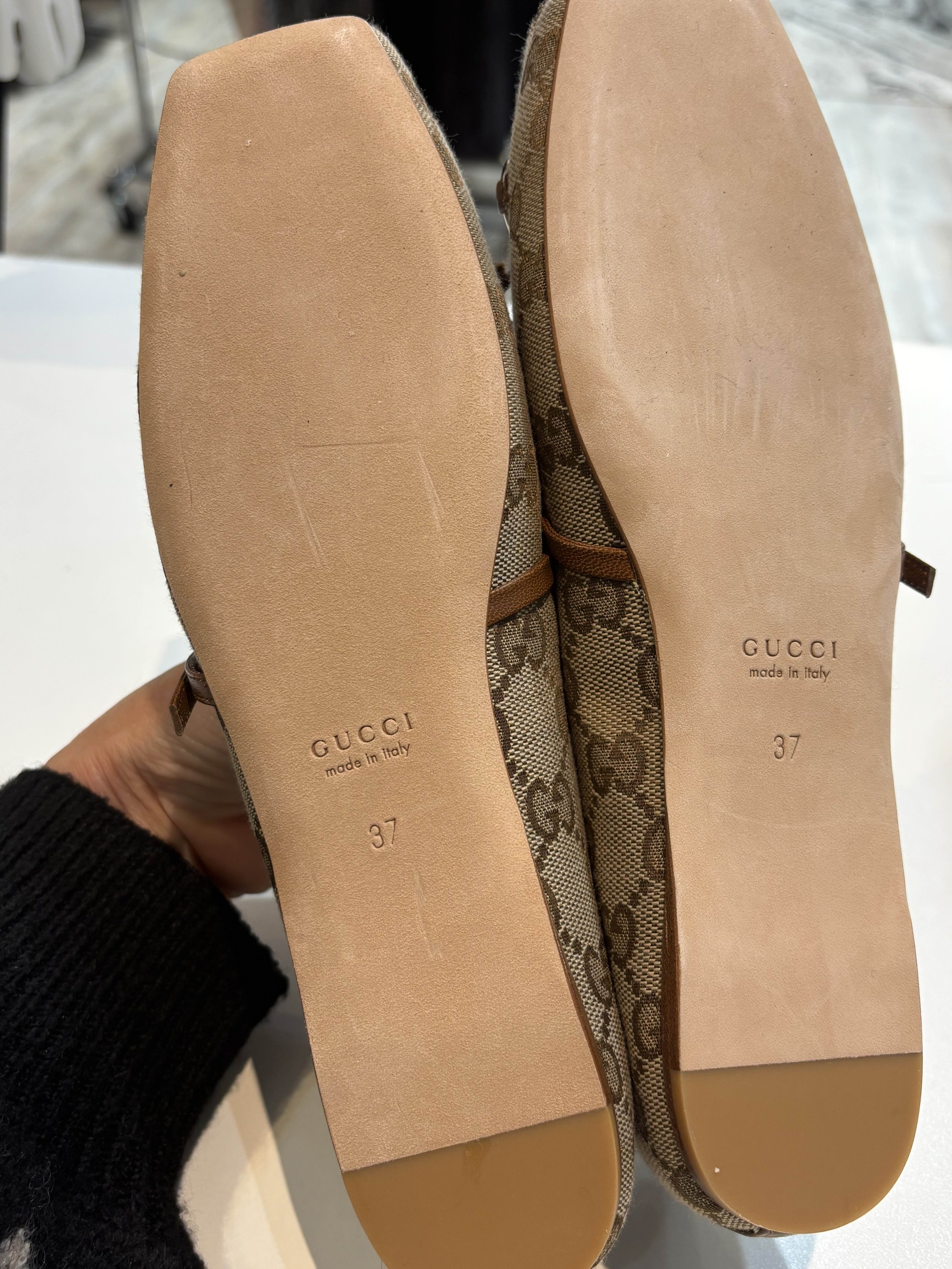 GUCCI GG MONOGRAM HORSEBIT BALLET FLATS