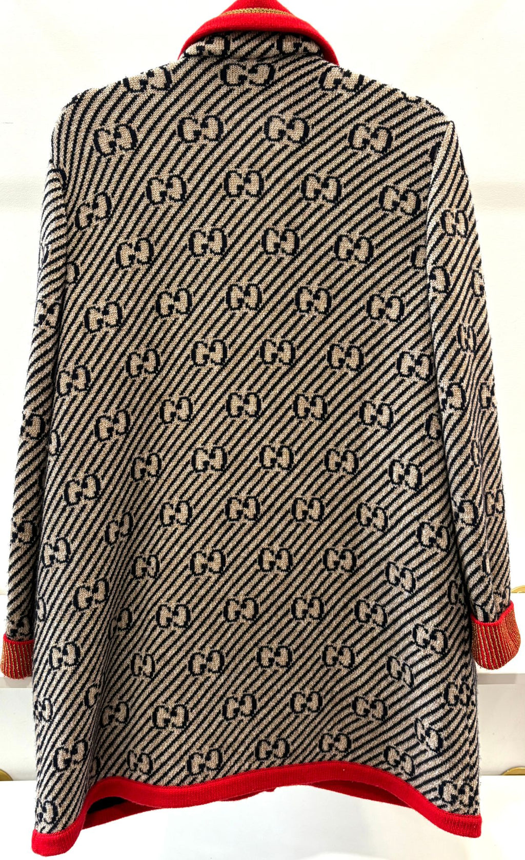 GUCCI WOOL KNIT GLITTER GG MONOGRAM IGAN