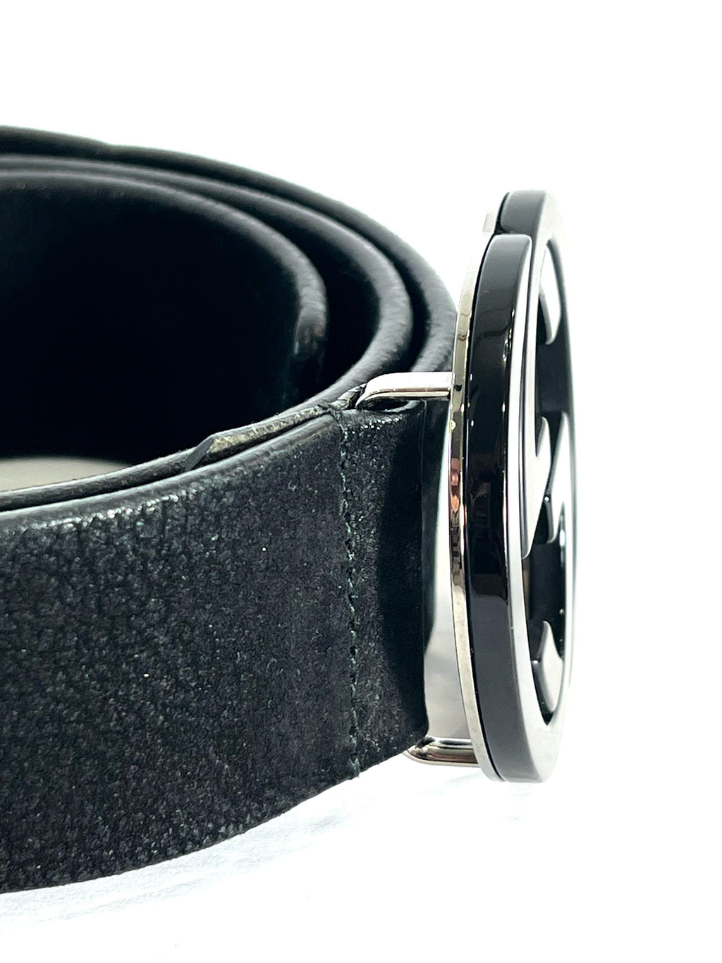 GUCCI INTERLOCKING GG CALFSKIN LEATHER BELT