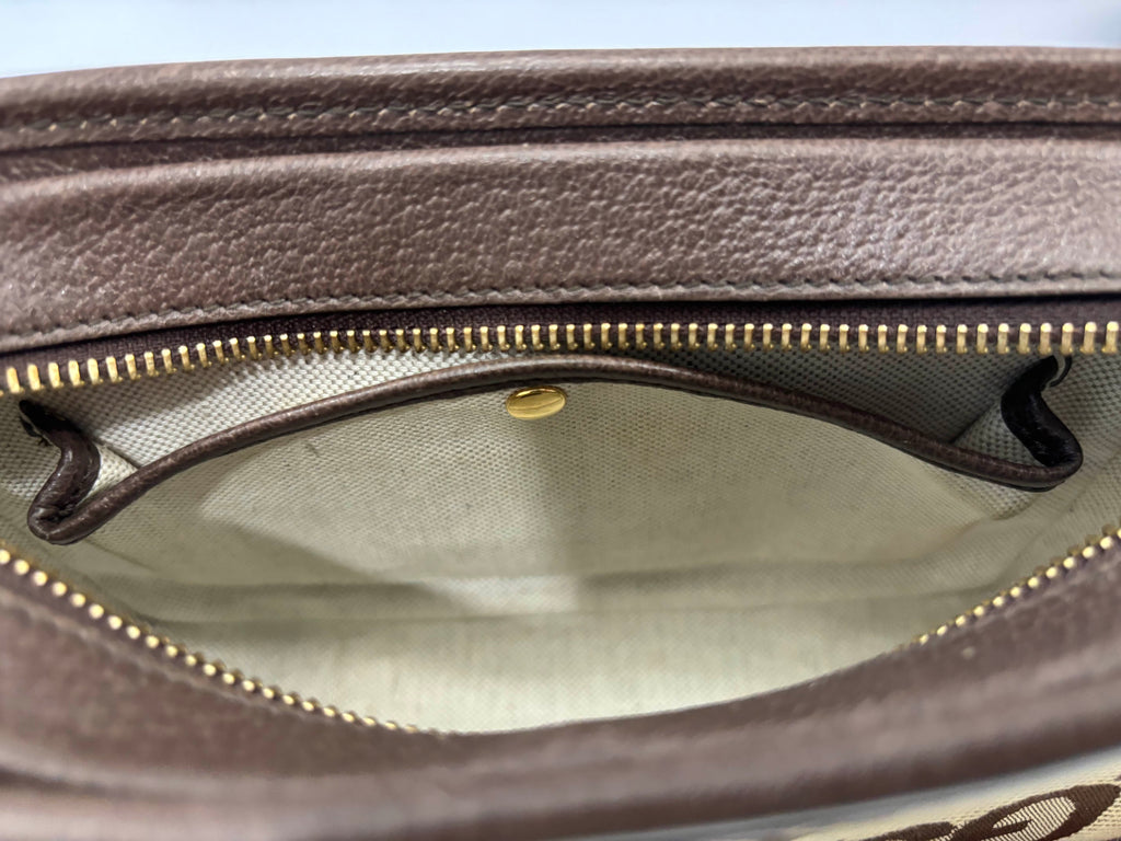 GUCCI JUMBO GG CANVAS & LEATHER MINI CAMERA CROSSBODY BAG