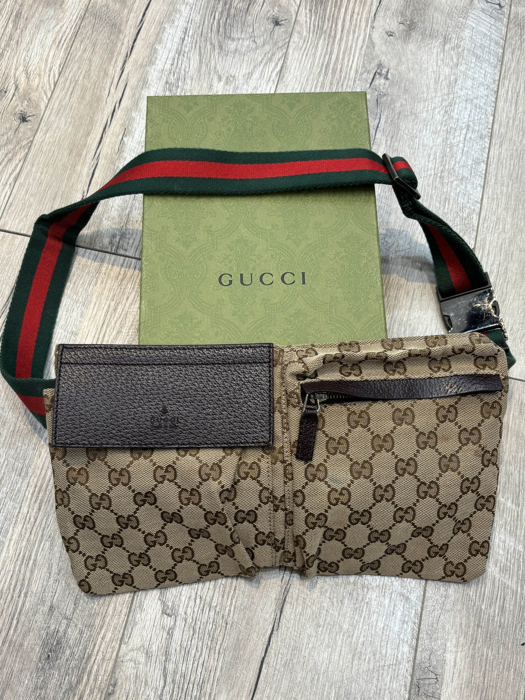 GUCCI VINTAGE GG CANVAS FANNY PACK