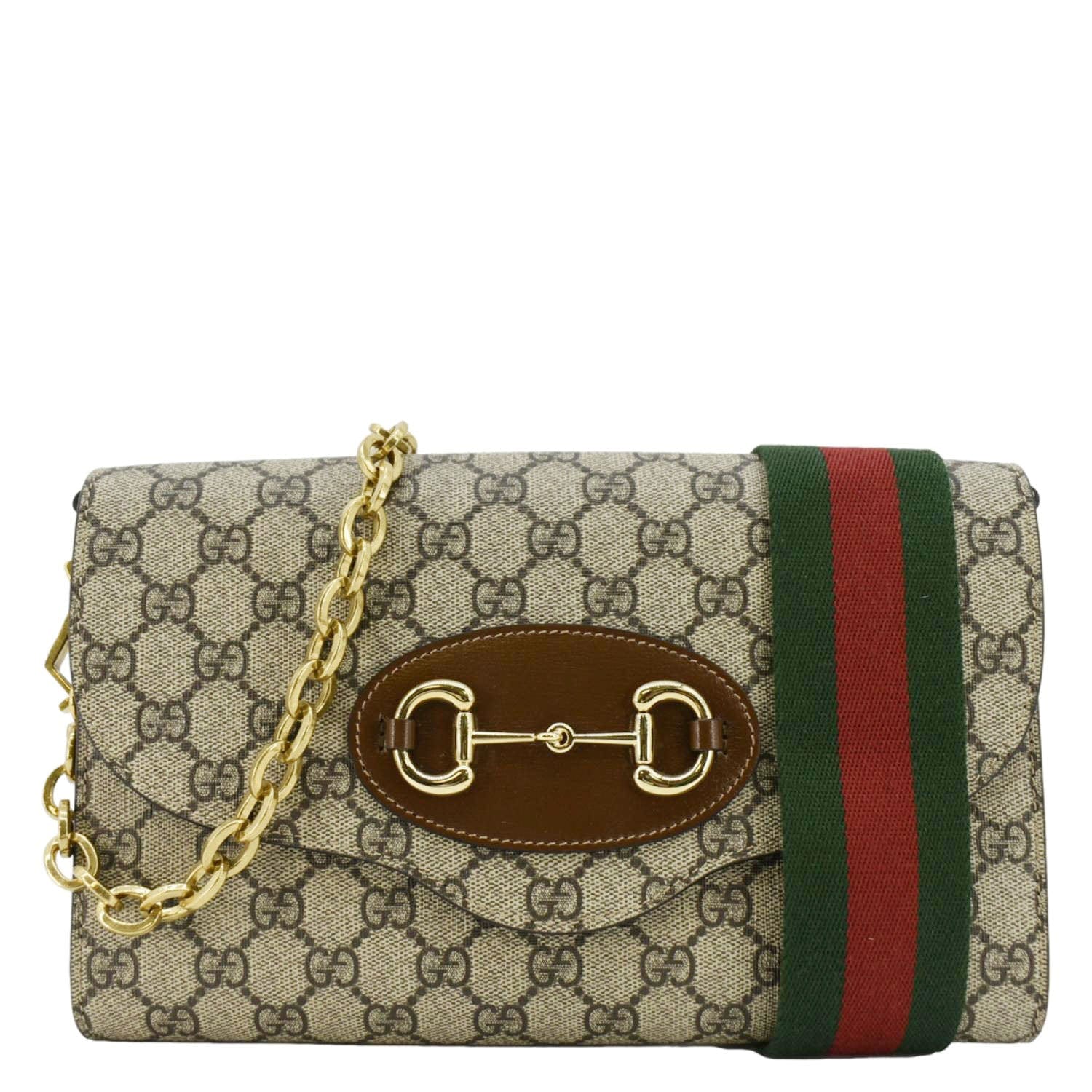 GUCCI Horsebit 1955 Small GG Supreme Canvas Shoulder Bag Beige 677286