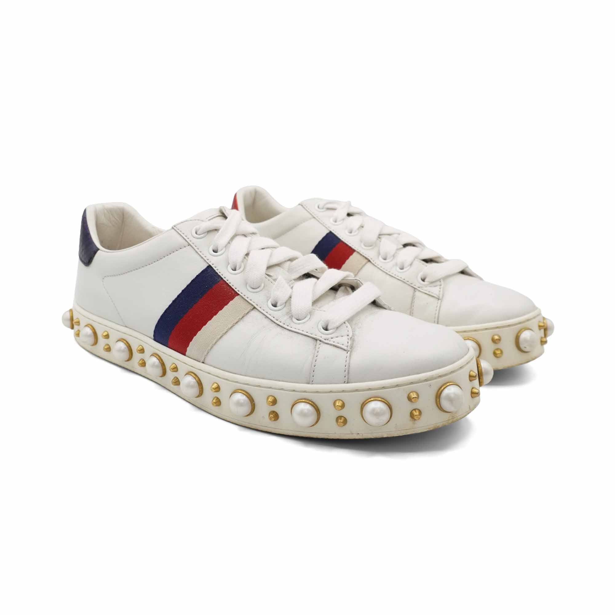 Gucci 'Ace Pearl' Low-Top Sneakers - Women's 39.5