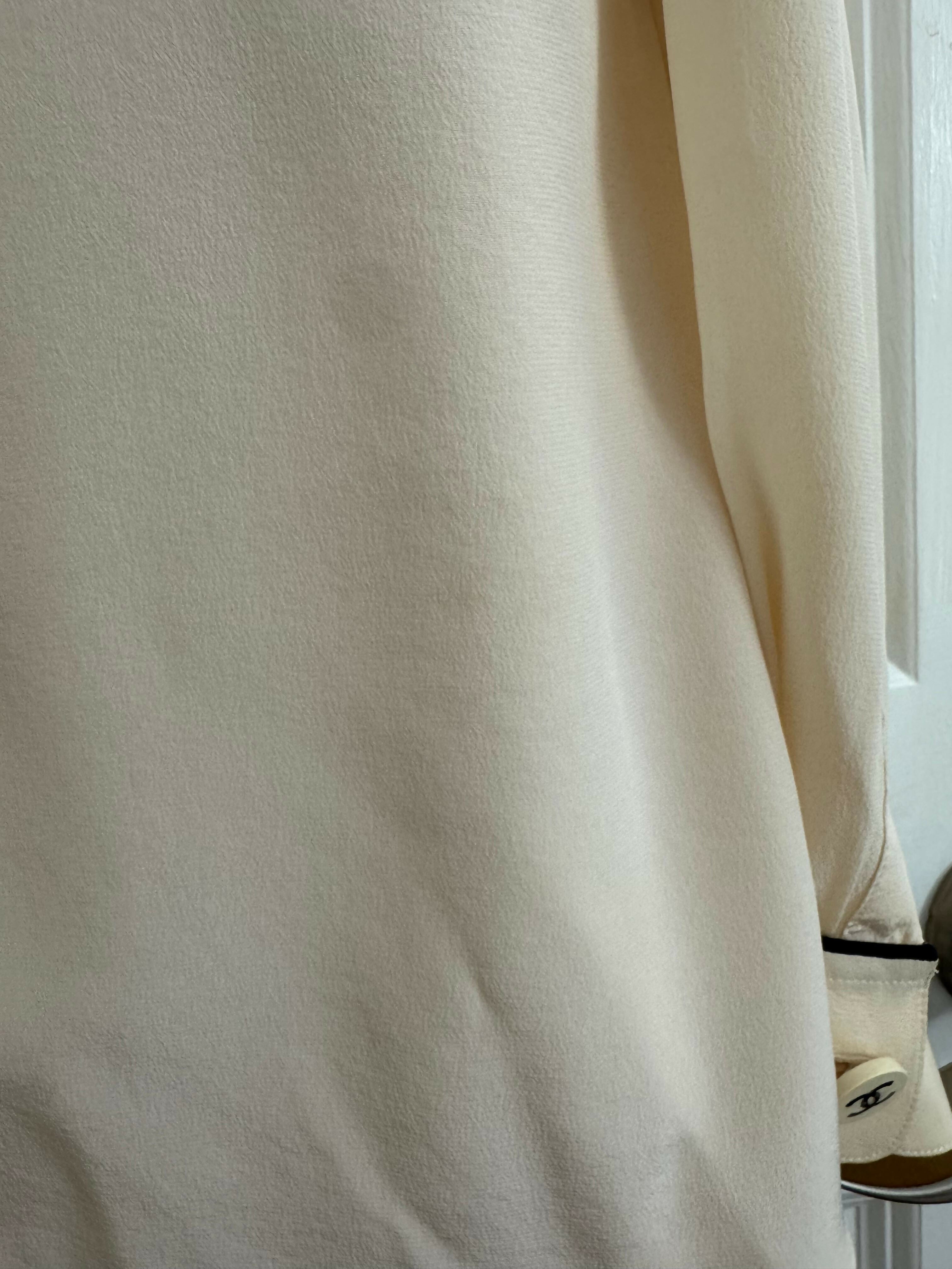 Rare Vintage Chanel Cream Silk Blouse