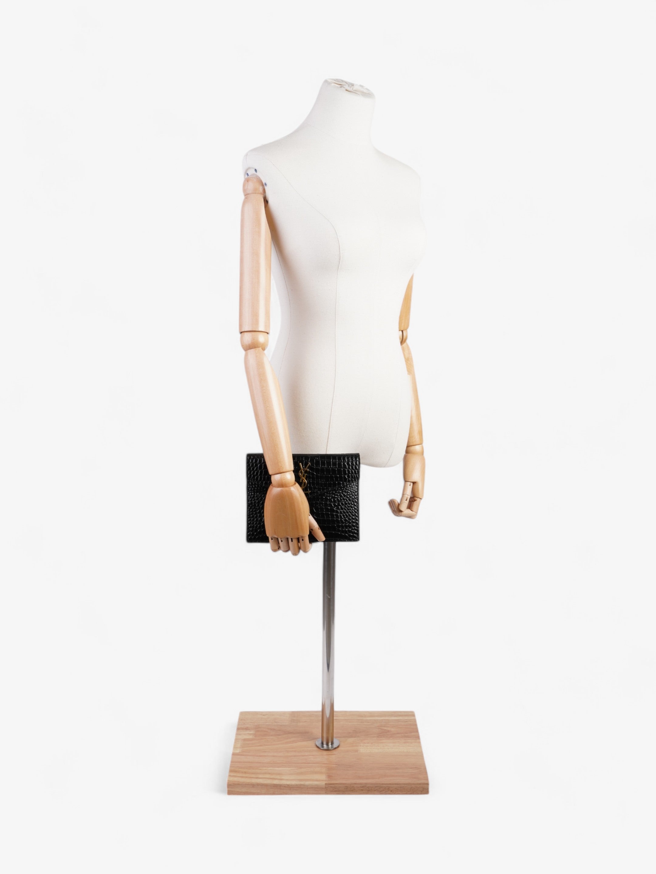 Saint Laurent Uptown Clutch Black Embossed Leather