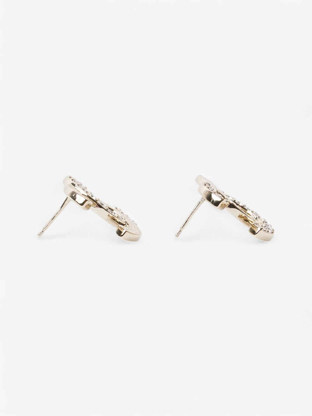 Chanel CC Logo Studs Light Gold / White Base Metal