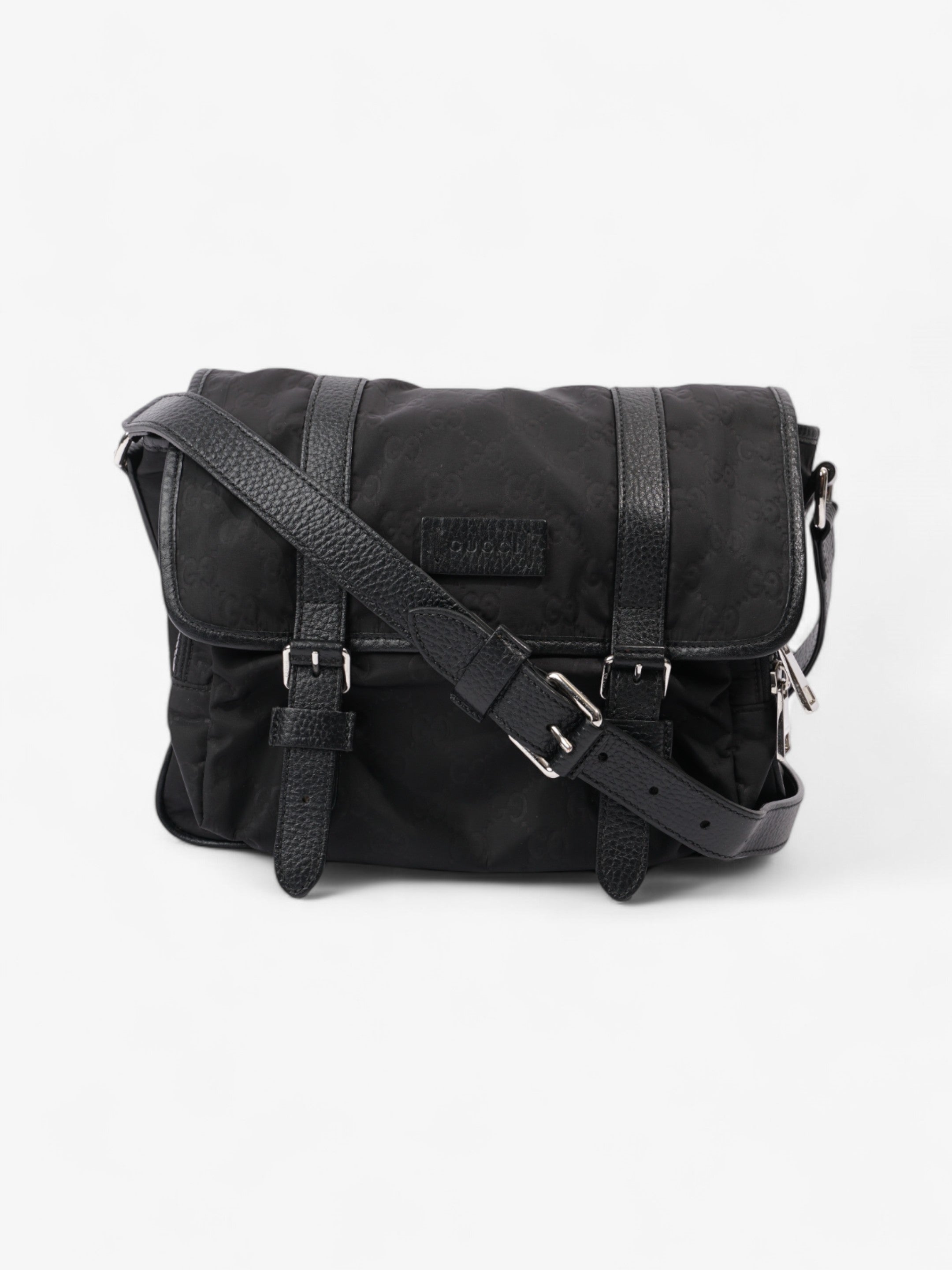 Gucci Monogram Messenger Bag Black Nylon
