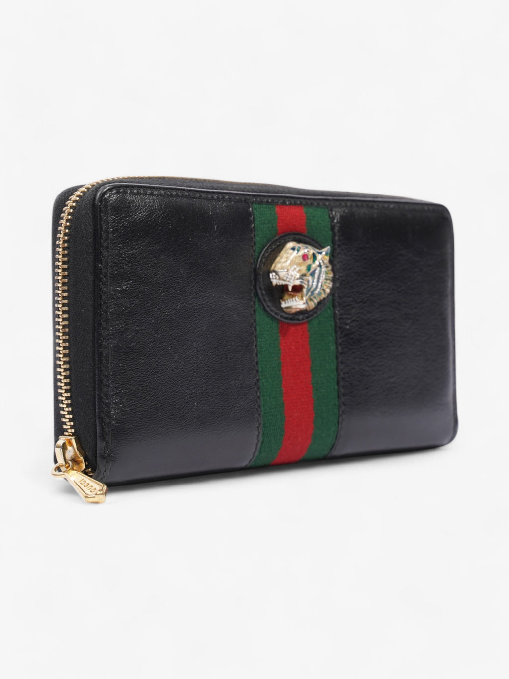 Gucci Rajah Zip Around Wallet Black / Green / Red Leather