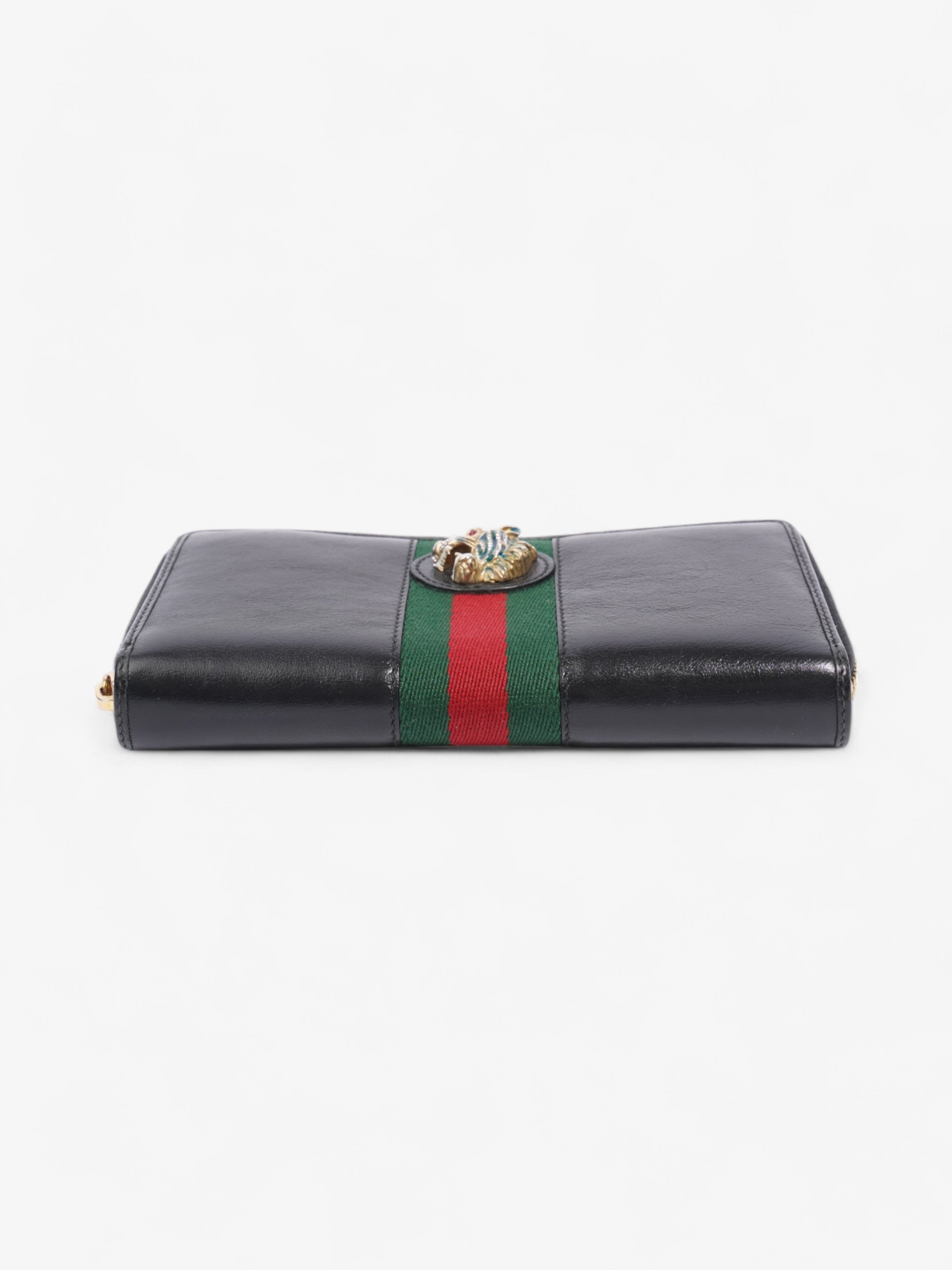 Gucci Rajah Zip Around Wallet Black / Green / Red Leather