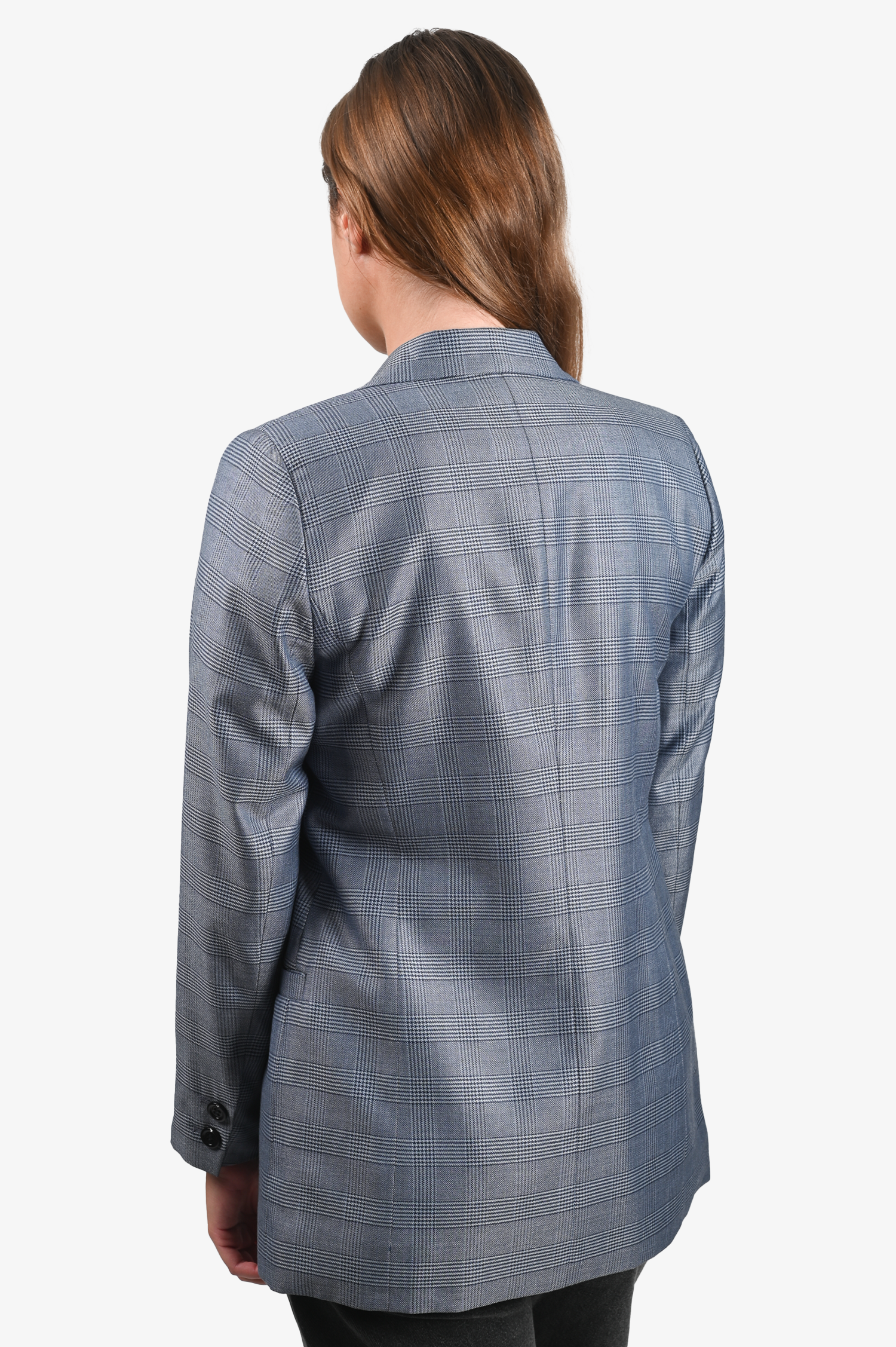 Ganni Grey Check Silk/Wool Blazer Size 34