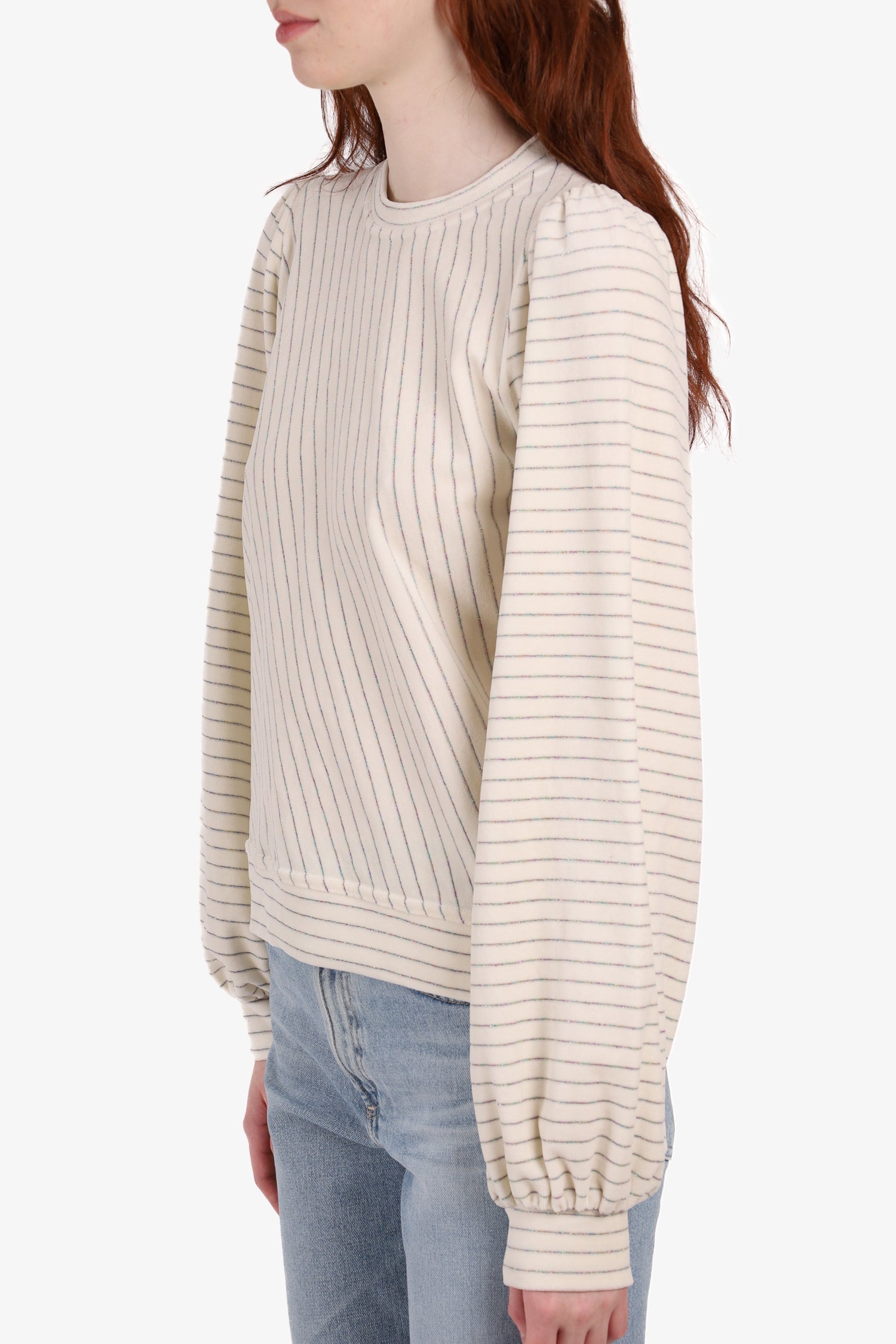 Ganni White Rainbow Striped Long Sleeve Top size 40