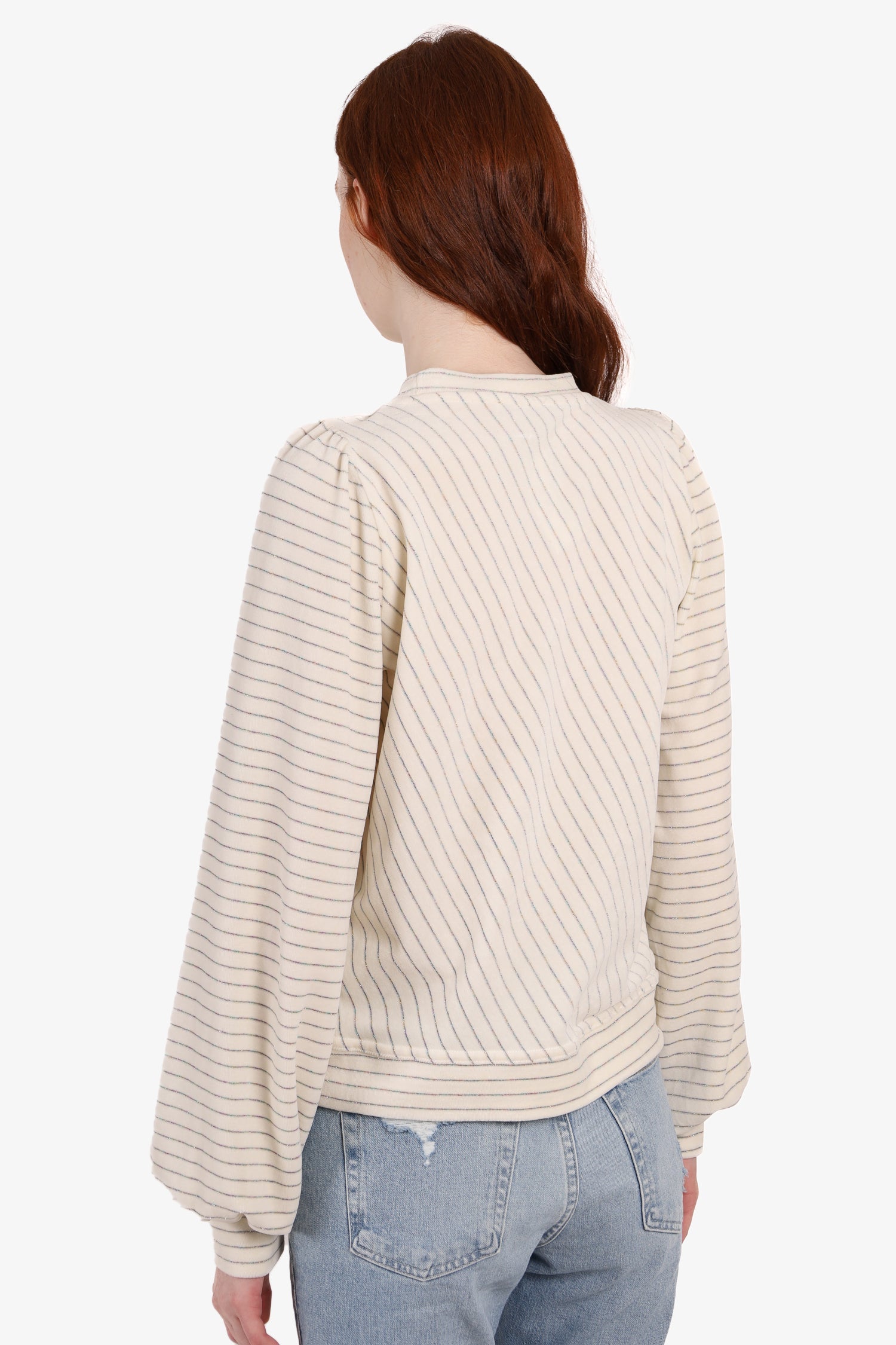 Ganni White Rainbow Striped Long Sleeve Top size 40