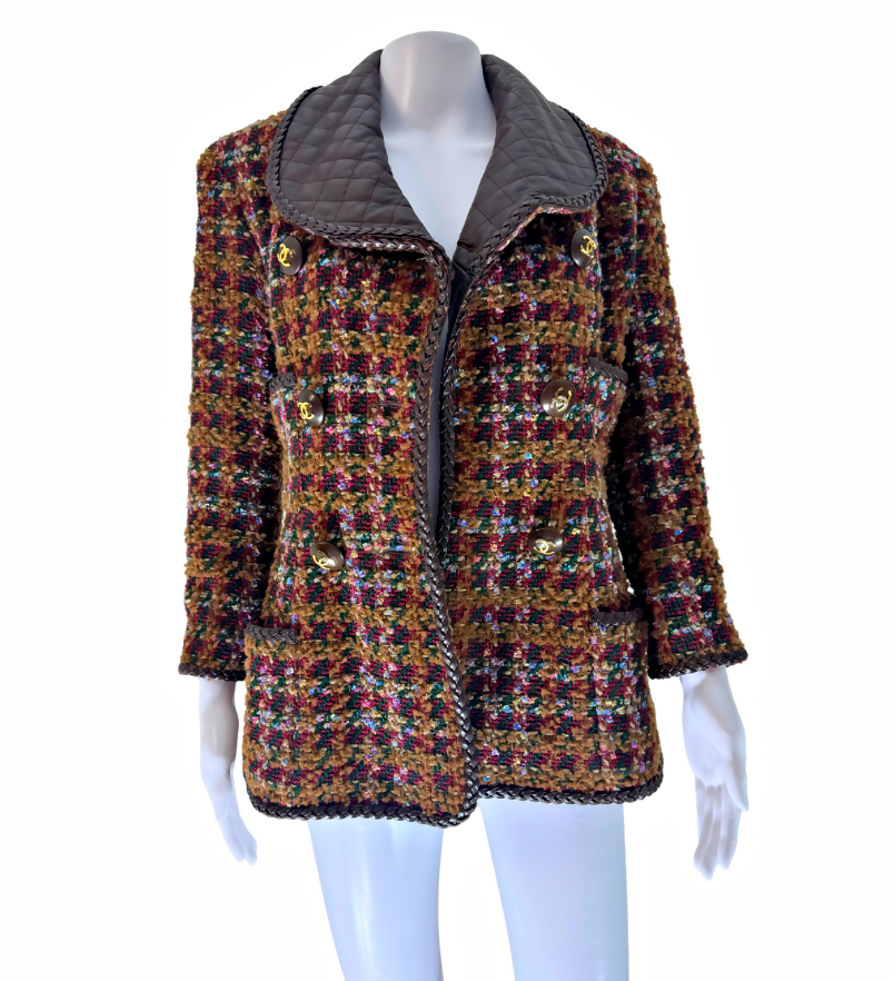 Chanel Vintage 1992 Tweed Leather Jacket