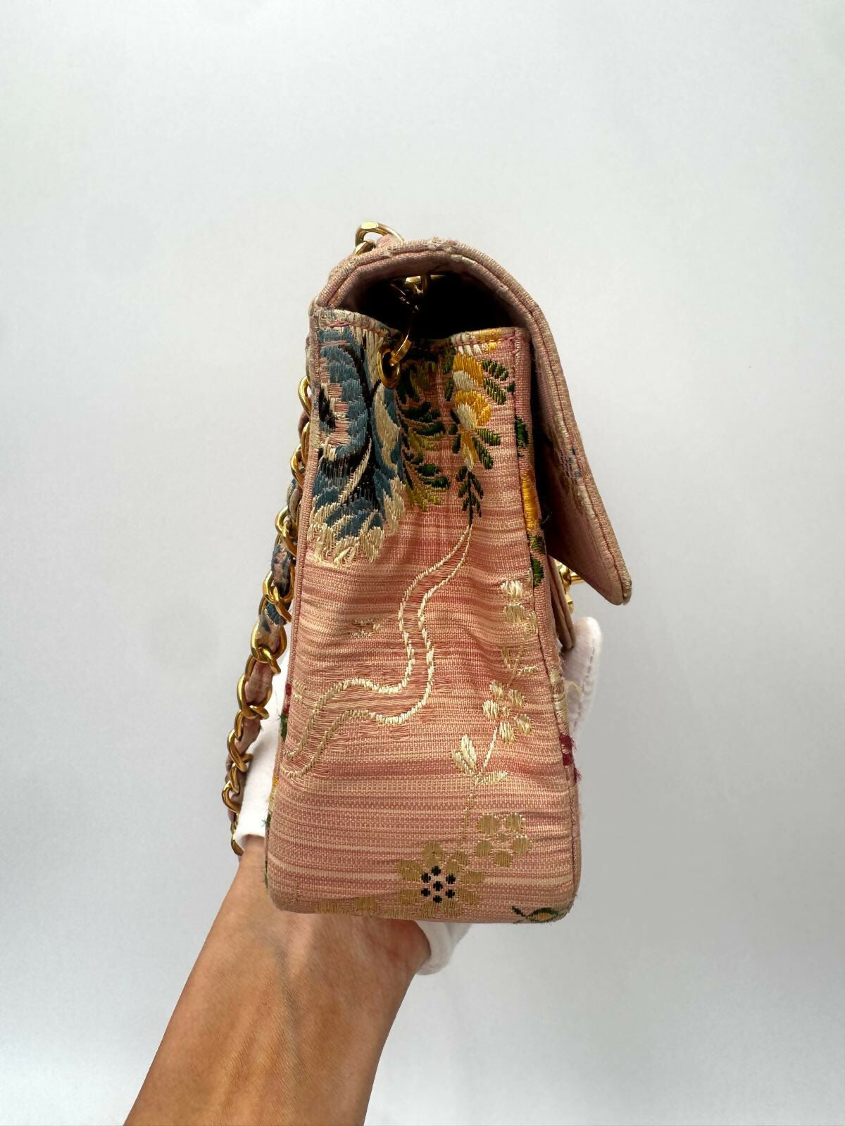 Chanel Vintage Pink Brocade Mini Square