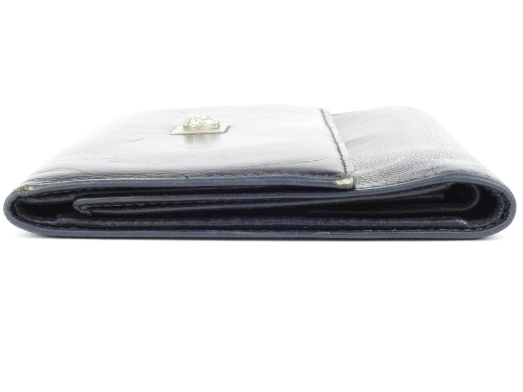 Gianni Versace Vintage 1990's Black Medusa Tri-Fold Wallet