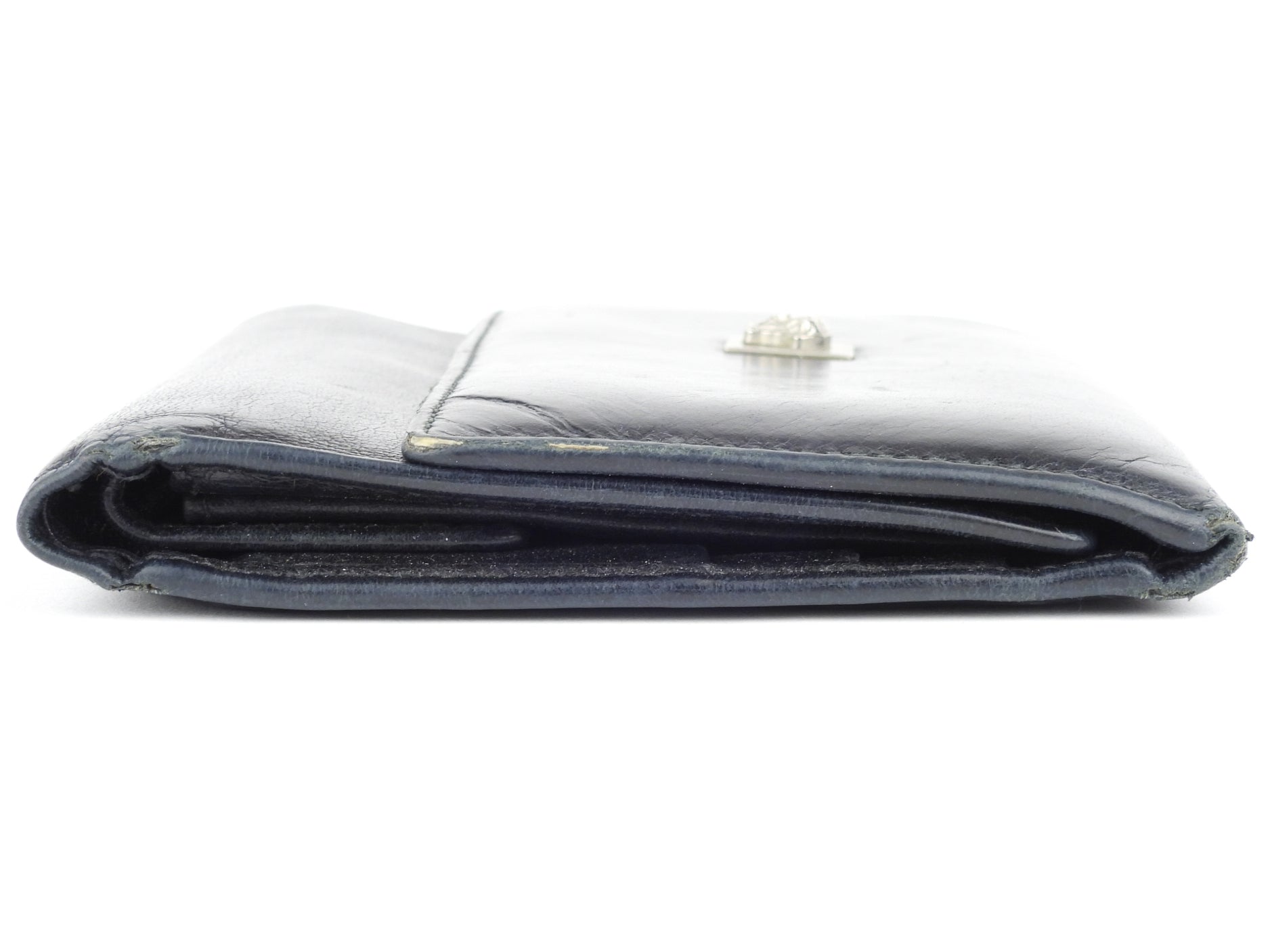 Gianni Versace Vintage 1990's Black Medusa Tri-Fold Wallet