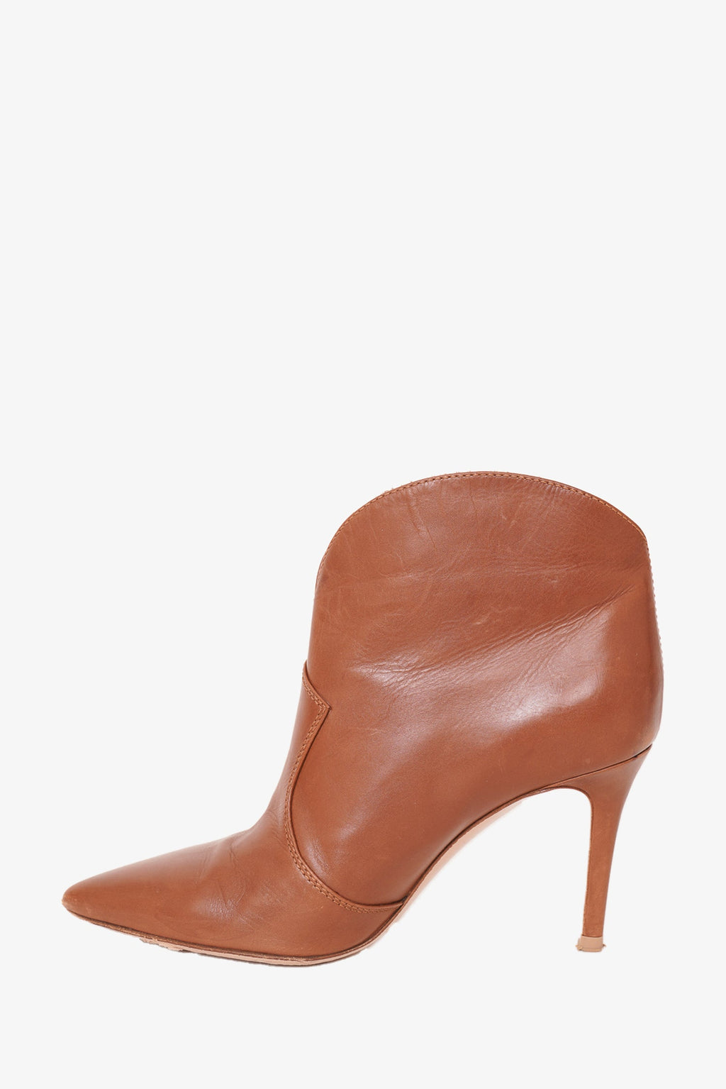 Gianvito Rossi Brown Leather Pointed Toe Booties Size 35
