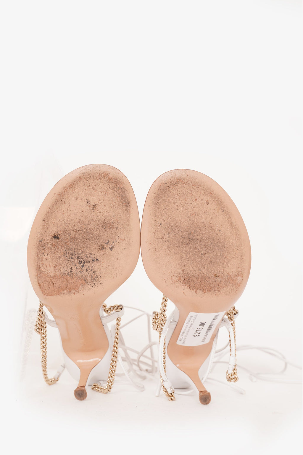 Gianvito Rossi White Leather Chain Link Heeled Sandals Size 37
