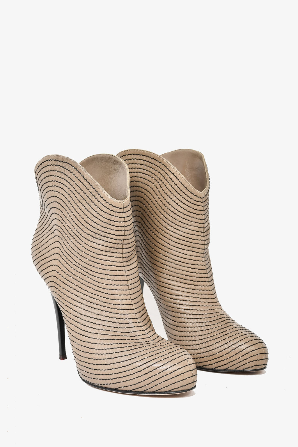 Giuseppe Zanotti Grey Stitch Detail Heeled Booties Size 40