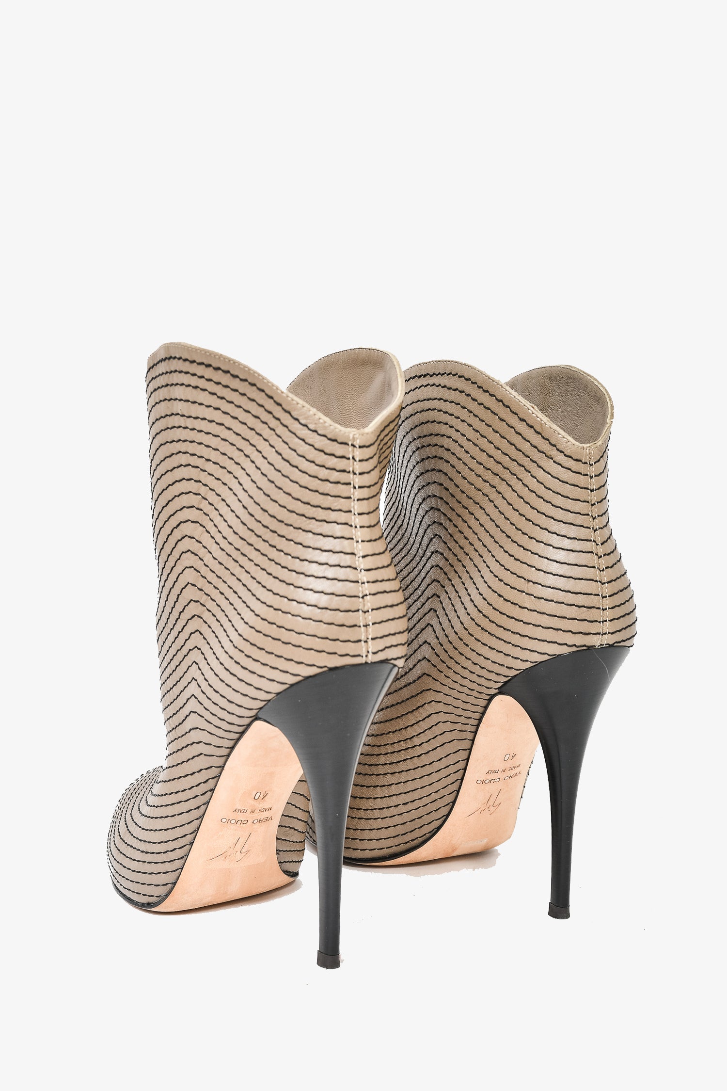 Giuseppe Zanotti Grey Stitch Detail Heeled Booties Size 40