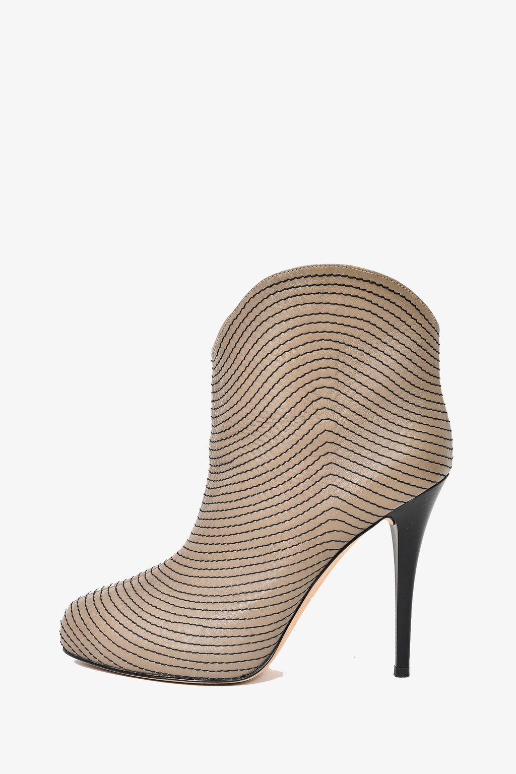 Giuseppe Zanotti Grey Stitch Detail Heeled Booties Size 40