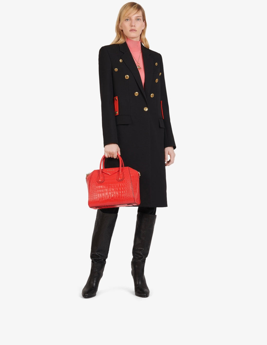 GIVENCHY CROC-EMBOSSED CALFSKIN MINI ANTIGONA BAG
