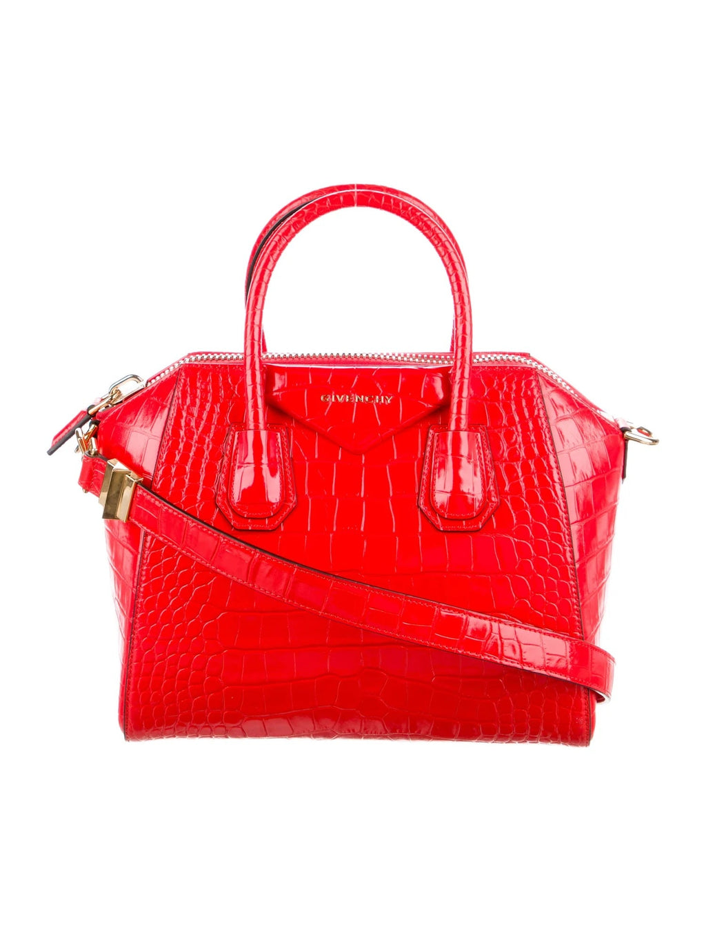 GIVENCHY CROC-EMBOSSED CALFSKIN MINI ANTIGONA BAG
