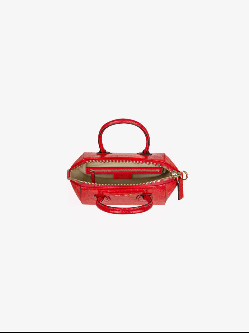 GIVENCHY CROC-EMBOSSED CALFSKIN MINI ANTIGONA BAG