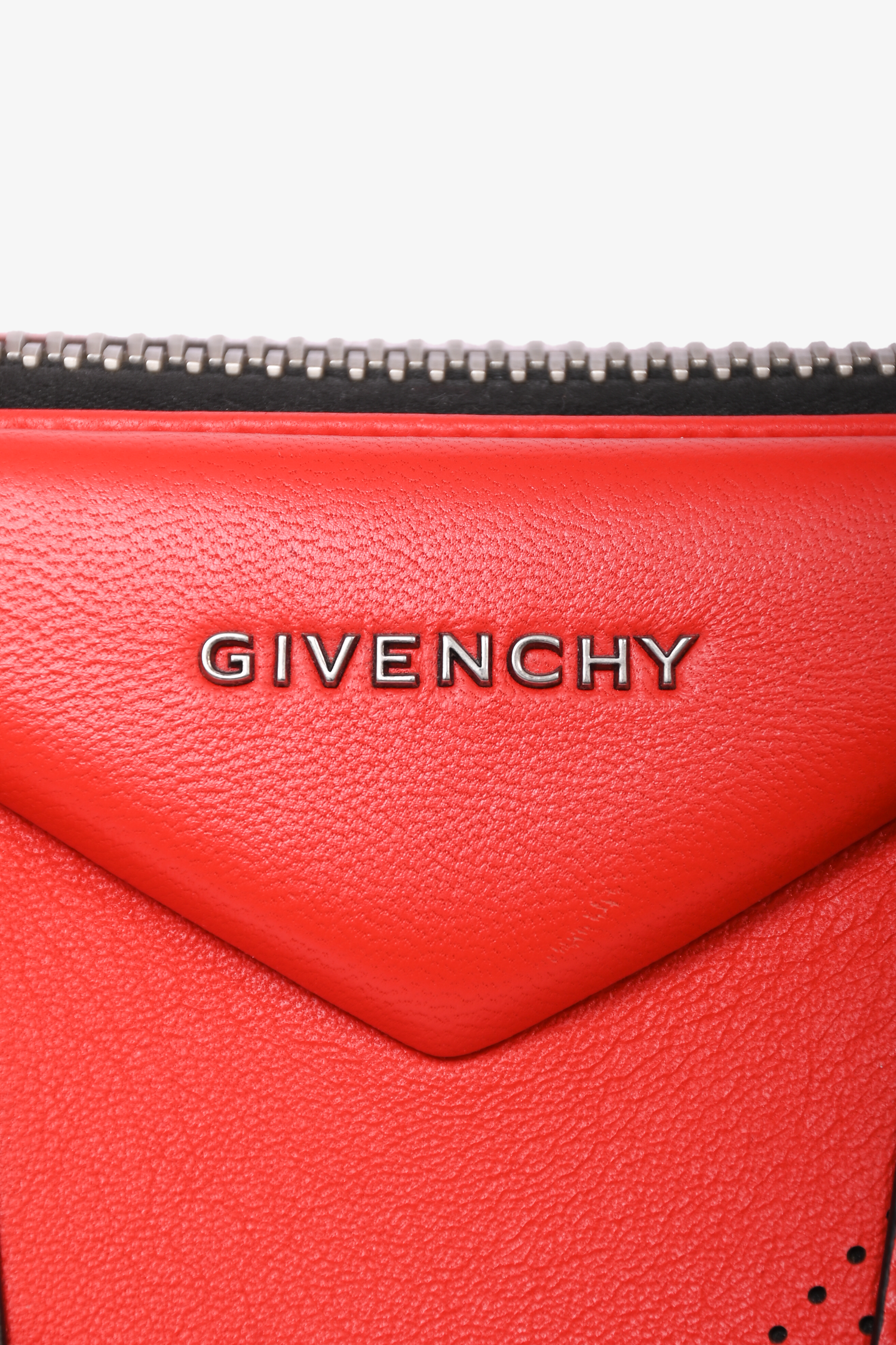 Givenchy Red Perforated Leather Small Antigona Top Handle