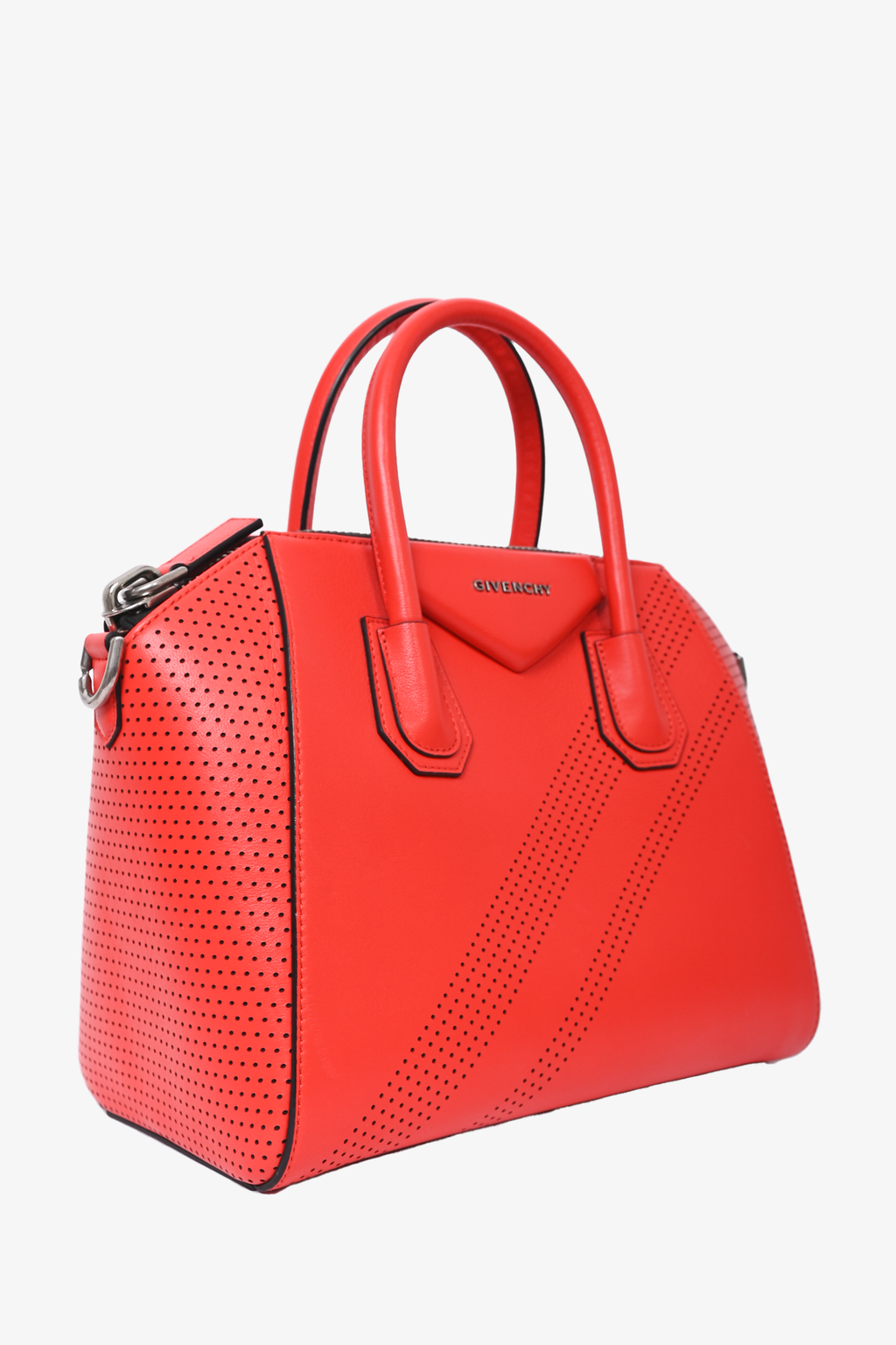Givenchy Red Perforated Leather Small Antigona Top Handle