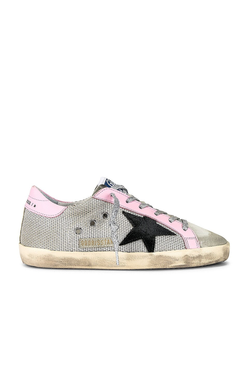 GOLDEN GOOSE SUPERSTAR MESH AND CALFSKIN LEATHER SNEAKERS