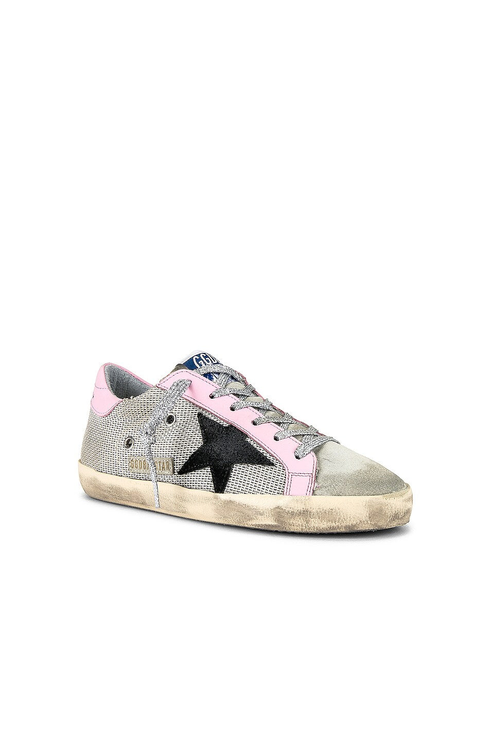 GOLDEN GOOSE SUPERSTAR MESH AND CALFSKIN LEATHER SNEAKERS