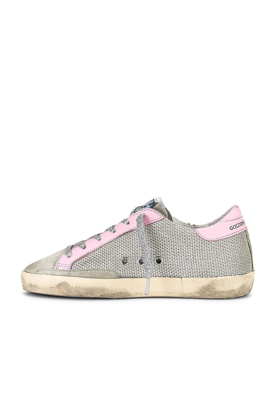 GOLDEN GOOSE SUPERSTAR MESH AND CALFSKIN LEATHER SNEAKERS