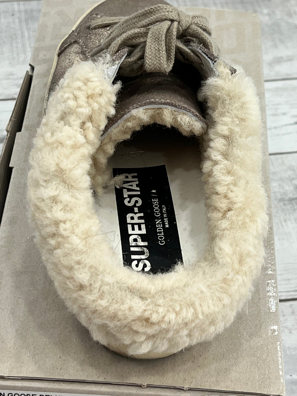 GOLDEN GOOSE SUPERSTAR SABOT METALLIC SHEARLING SNEAKERS MULES