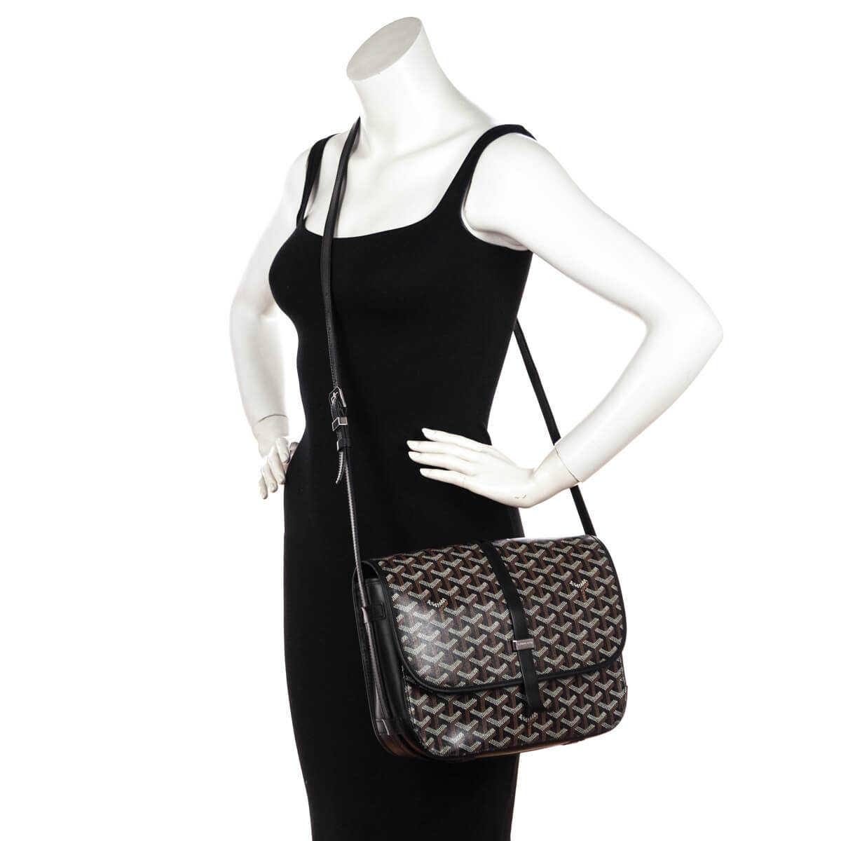 Goyard Black Goyardine Belvedere II MM Messenger Bag