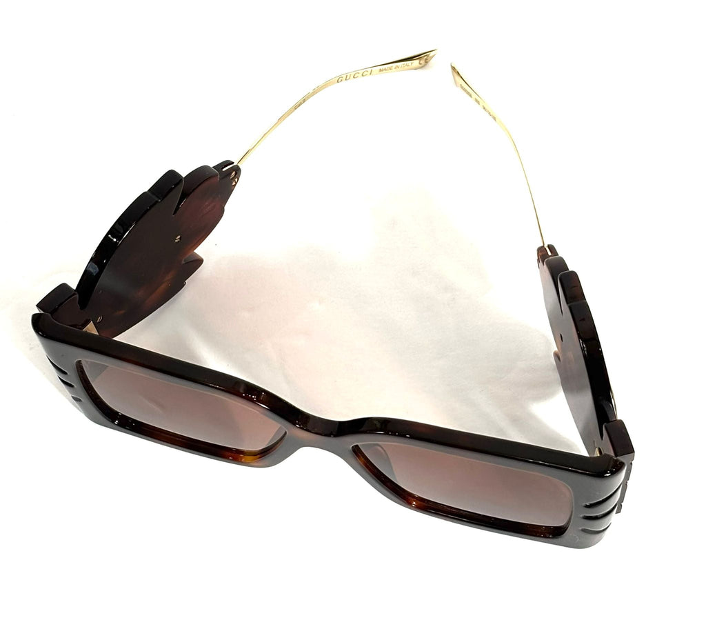 GUCCI 0535 LEAF OVERSIZED SUNGLASSES HAVANA GOLD