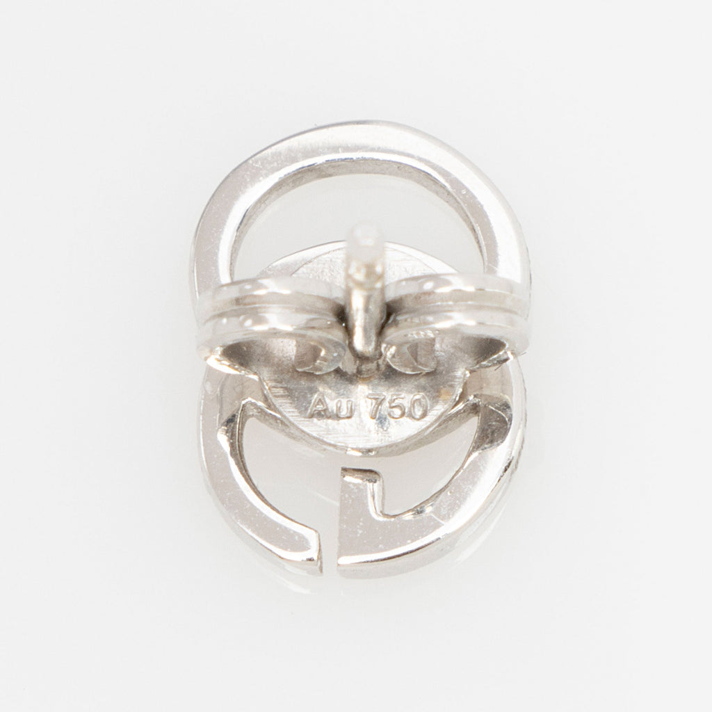Gucci 18k White Gold GG Running Stud Earrings
