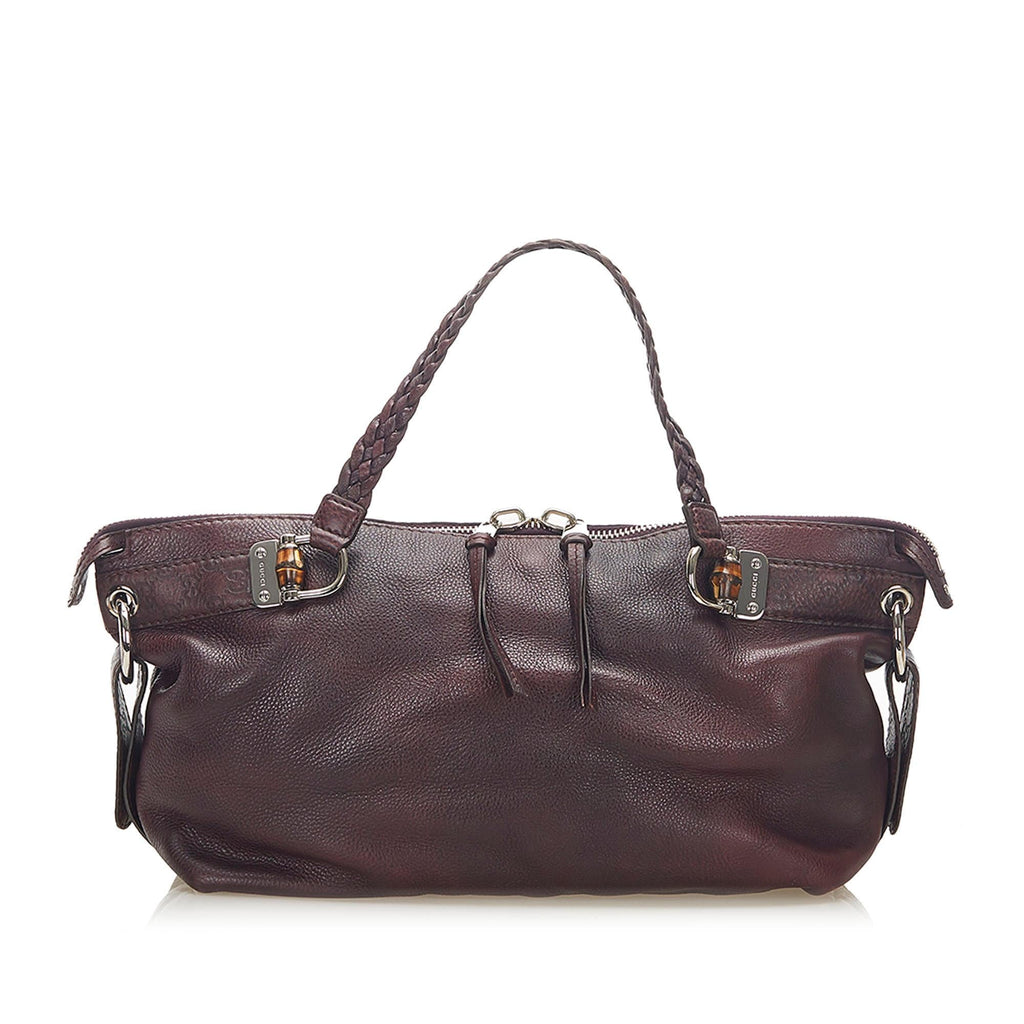 Gucci Bamboo Bar Leather Tote Bag (SHG-31697)