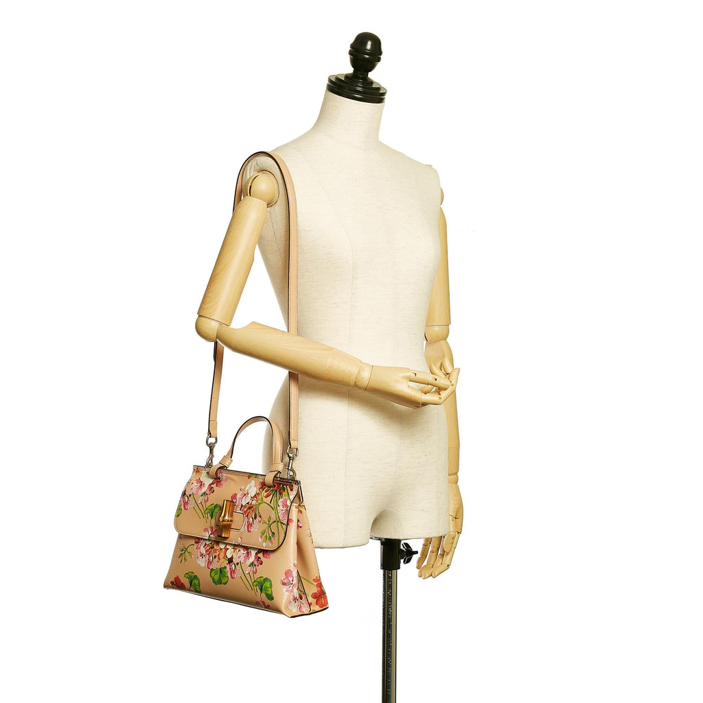 Gucci Bamboo Daily Blooms Leather Satchel (SHG-29395)