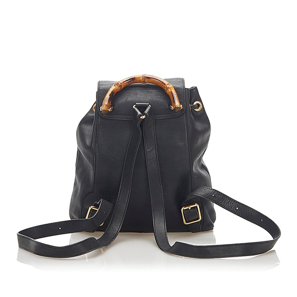 Gucci Bamboo Drawstring Leather Backpack (SHG-22299)