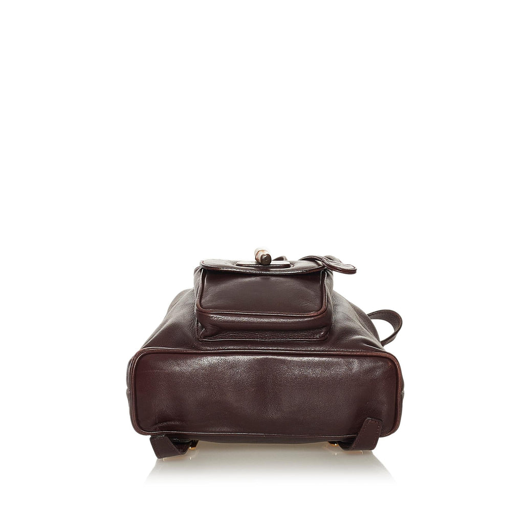 Gucci Bamboo Drawstring Leather Backpack (SHG-34969)