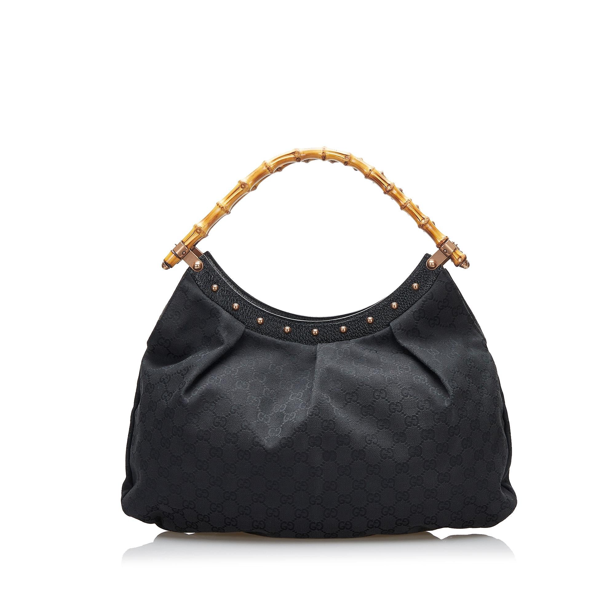 Gucci Bamboo GG Canvas Hobo Bag (SHG-yNeroE)