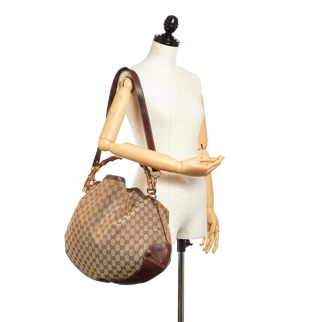 Gucci Bamboo GG Canvas Peggy Satchel (SHG-27270)